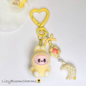 Kawaii Labubu Bag Charm: Pastel Flowers & Beads