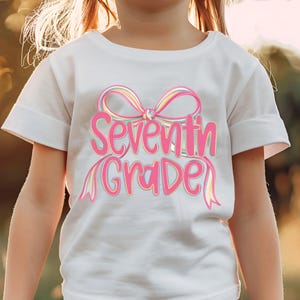 7th Grade Pink Bow PNG: Preppy Back to School Shirt Design (Digital Download)