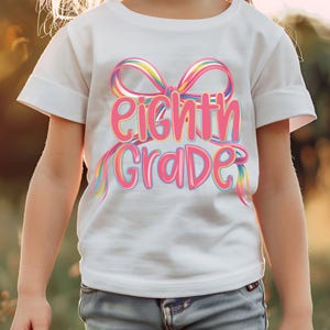 8th Grade Pink Bow PNG: Preppy Back to School Shirt Design (Digital Download