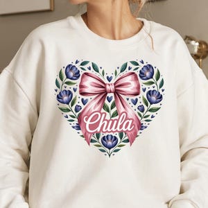 Design PNG Chula Rosa – Coração Mexicano Coquete com Laço Rosa – Sublimação de Coração Talavera PNG – Fofo