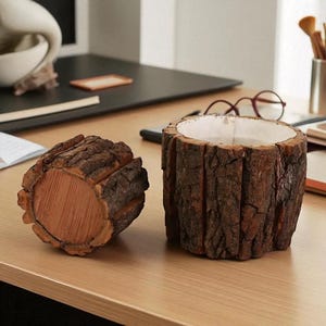 Wooden remote control holder, multi-purpose desktop storage box, pen organizer for office home desk sundries and supplies