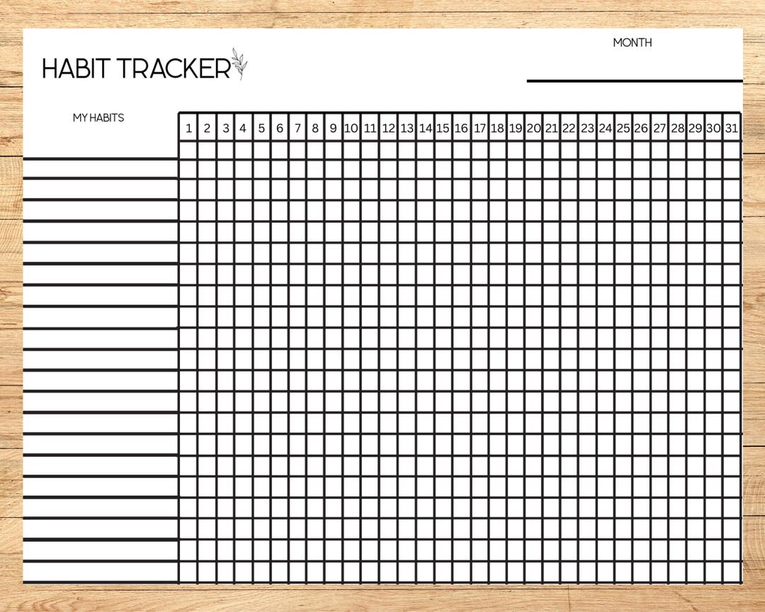 30 Day Habit Challenge Printable: Monthly Tracker Template (digital ...