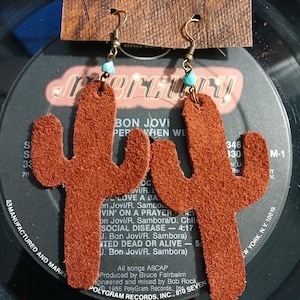 Genuine leather Cactus earrings