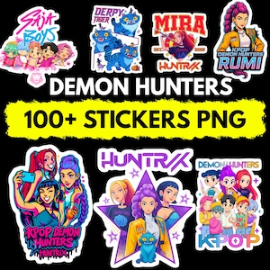 100+Demon Hunters Stickers PNG Bundle | Kpop demon hunters Stickers Digital Download  -Printable Files