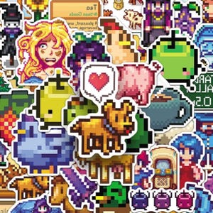 30/50 stickers Stardew Valley - Stickers dessins animés de jeux pixel - Stickers jeux pixel - Stickers dessins animés - Pack de sticks gaming image 1