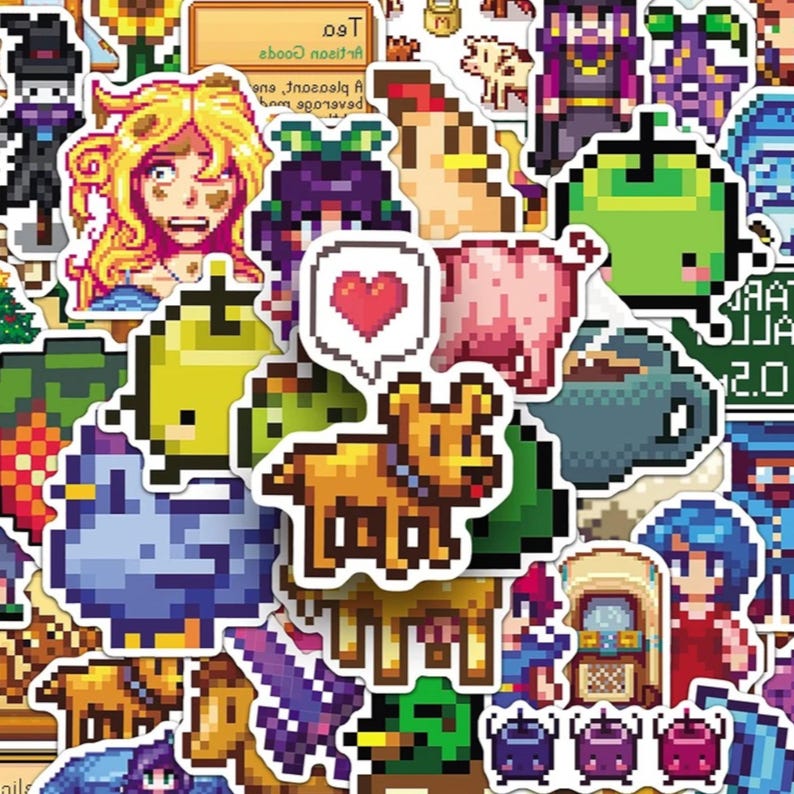 30/50 stickers Stardew Valley - Stickers dessins animés de jeux pixel - Stickers jeux pixel - Stickers dessins animés - Pack de sticks gaming image 1