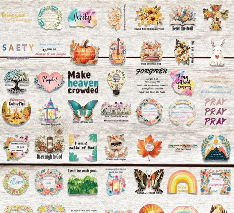 50PCS Bible Verse Stickers - Christian Faith Scrapbook, Planner, Laptop ...