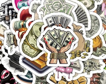 50PCS Funny Cartoon Money Stickers Pack |Graffiti Dollar Decals for Laptop |Thug life stickers- Aesthetic Stickers- Skateboard Sticker