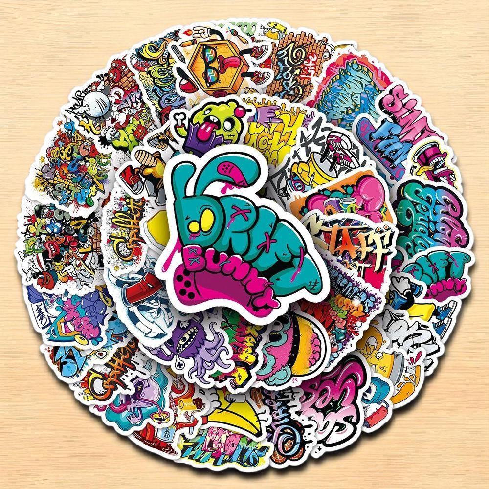 50pcs Street Graffiti Art Stickers Text Decals for Skateboard Car ...