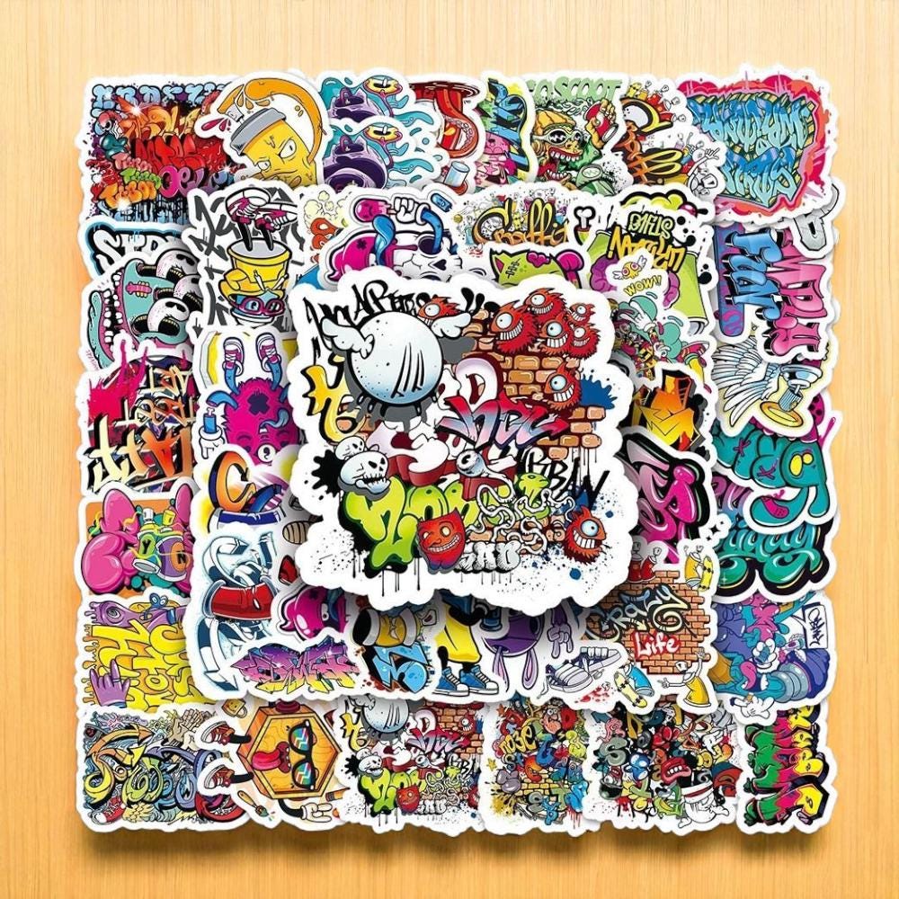 Sticker Graffiti 50pcs Street Graffiti Art Stickers Text Decals for Skateboard Car ...