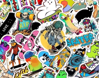 Set van 50 skater-skateboardstickers - cartoon graffitistickers voor laptop, gitaar, telefoon, auto, helm, fles, doe-het-zelfdecoratie