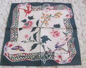 Jim Thompson Hankie Green White Silk Handkerchief Napkin Small Mini Scarf - Signed Designer - New Unused