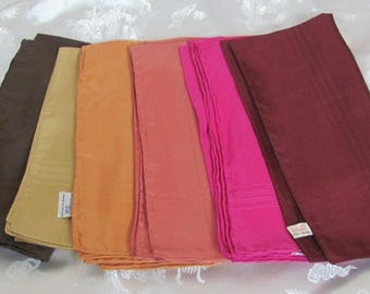 Lot of 6 Beautiful Vintage Solid Color Silk Pocket Squares Handkerchief Hanky Hankie England - Many more to choose from in my shops!