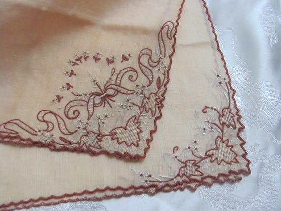 Vintage Large Solid Yellow Embroidered Madeira Ha… - image 1