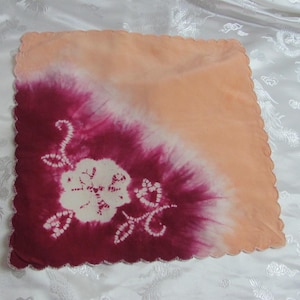 Vintage Orange Red Tye Die Silk Pocket Square Handkerchief Hanky Hankie Vintage - Many more to choose from in my shops!