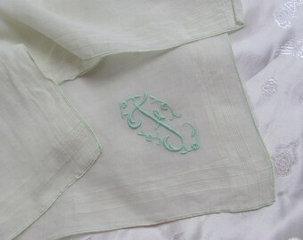 Vintage Hankie Solid White Linen Handkerchief Hanky Mono Monogrammed F - Many others to choose from in my shop!!