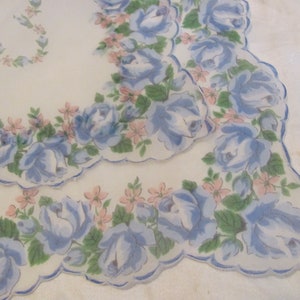 Vintage Printed Floral Sheer Nylon Handkerchief Hanky