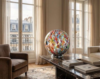 Murano Glass Table Lamp 40 cm – Hand Blown Murrine Lamp, Italian Art Glass, Luxury Designer Lighting, Handmade in Italy