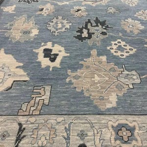 8x10 Oushak Rug 100% wool Oushak Area 4x6, 5x8, 6x9, 8x10, 9x12,10x14 ft Oushak Rug | Hand-Knotted Turkish Wool Area Rug | Soft Beige Border