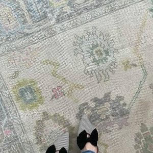 Oushak rug 8x10 Grey Turkish Wool Hand-knotted Vintage Modern large Area Rug 9x12 for living room, Bedroom, Kitchen and home decor gifts Rug