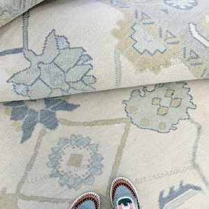 8x10 Oushak Rug 100% wool Oushak Area 4x6, 5x8, 6x9, 8x10, 9x12,10x14 ft Oushak Rug | Hand-Knotted Turkish Wool Area Rug | Soft Beige Border