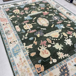 Multi Colour with Pink Accent, Premium quality wool Rug for Living Room 8x10 Area Rug 9x12,10x14 Rug Oushak Oriental Rug in Hand Made rugs