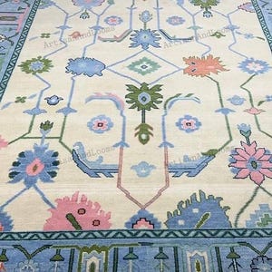 Oushak rug 8x10 Grey Turkish Wool Hand-knotted Vintage Modern large Area Rug 9x12 for living room, Bedroom, Kitchen and home decor gifts Rug
