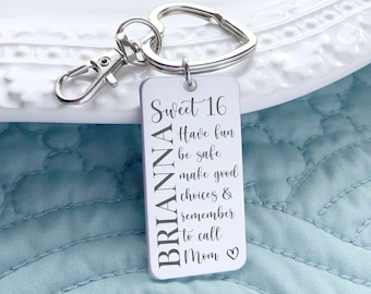 Sweet Sixteen New Driver-sleutelhanger Gepersonaliseerd en gegraveerd met naam en citaat