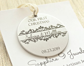 Couples First Christmas Ornament, Personalized Christmas Ornament, First Christmas Together,  Christmas Wedding Gift, Our First Christmas