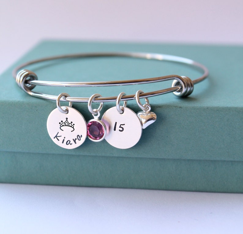 Personalized Bracelet Charm Bracelet Quinceanera Bracelet Etsy
