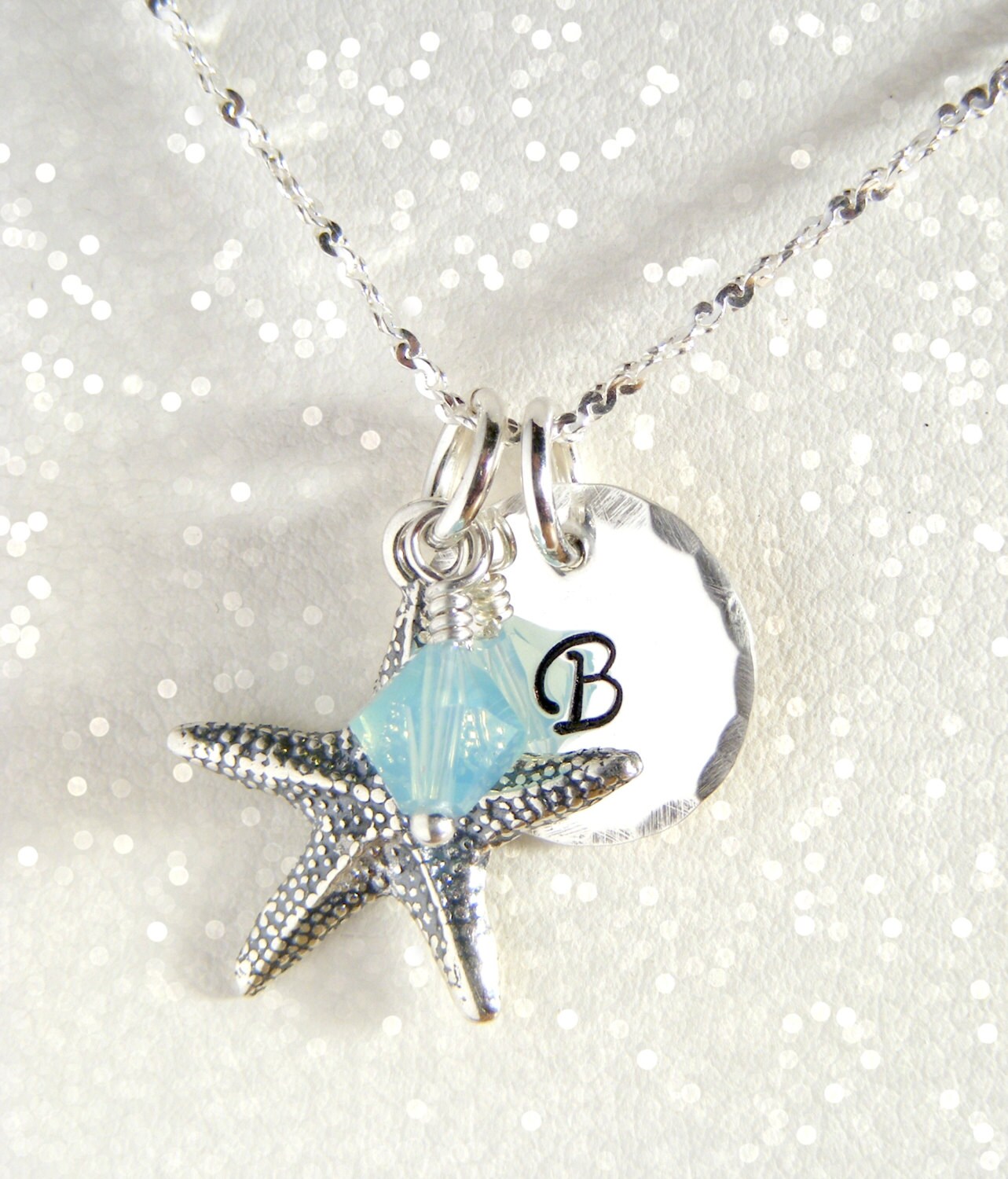 personalized initial necklace beach jewelry starkish Etsy