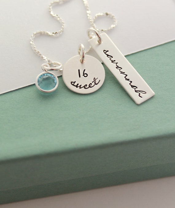 Personalized Sweet 16 Necklace Sweet Sixteen Charm Necklace - Etsy