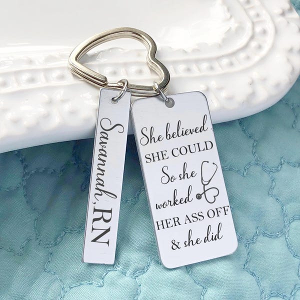 Nurse Keychain for Pinning Ceremony, Graduation, Gift For Medical Professional LPN, RN, CNA, Vet Tech Gift, Pinning Ceremony Gift, Bsn Gift