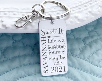 Sweet 16 Sixteen Keychain - Personalized Sweet 16 Keychain - Sweet Sixteen 16 Gift - Sweet 16 Gift For Girls - Personalized Teen Keychain -