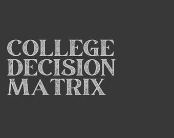 College Decision Matrix | Compare Academics, Cost, Fit (Printable/Fillable)
