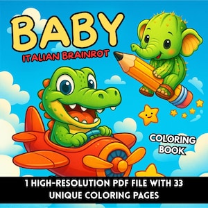Italian Brainrot Coloring Book for Kids – 33 Viral TikTok-Inspired Creatures Like Crocodilitos, Tralaleritos & Tung Tung Sitos