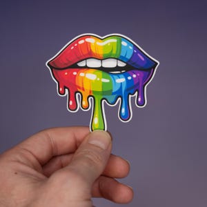 Rainbow Lips Sticker: Glossy or Holographic Vinyl