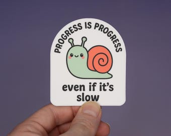 Progress Is Progress Snail Sticker | Motivational Vinyl Decal