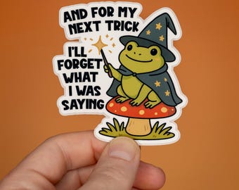 Funny Frog Wizard Vinyl Sticker • Magic Toadstool Decal