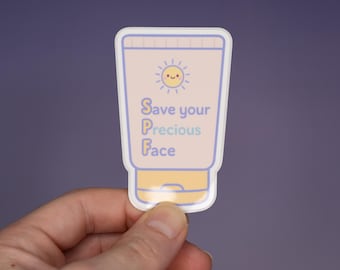 Sunscreen Sticker – SPF Skincare Vinyl Sticker, Summer Self Care, Dermatology Gift