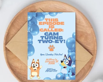 Bluey Birthday Invitation, Editable Digital Invite