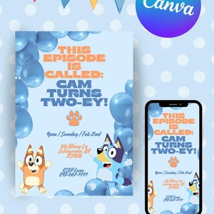 Bluey Birthday Invitation, Editable Digital Invite