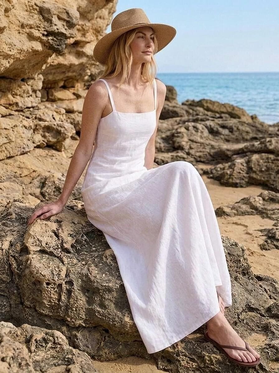 White Spaghetti Strap Maxi Dress - Etsy White Spaghetti Strap Maxi Dress - Etsy