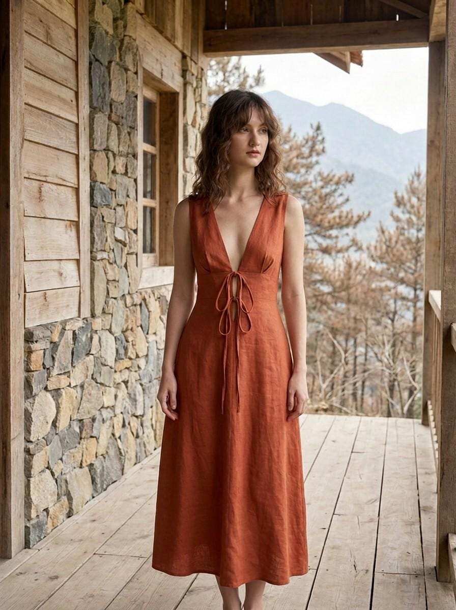 Linen Tie Waist Dress - Etsy Linen Tie Waist Dress - Etsy
