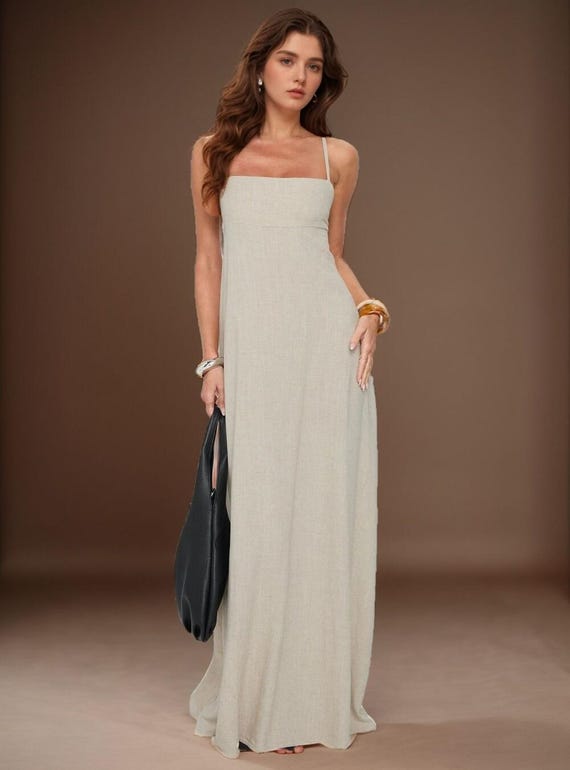knee length dresses for ladies Norila Knitted Maxi Dress in Neutral main image 1