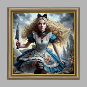 Gothic Alice In Wonderland Original Art, Instant Download, Wall Art, Decor Art, Gothic Art, Dark Art, Moody Art, Fantasy Art, Horror Art