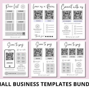 Editable Small Business Sign Bundle | Canva Templates | Scan to Pay, Price List, Review & Connect Signs | Printable Business Signs PDF