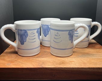 Set 4 Hungary Hand painted mugs stamped PresnTense