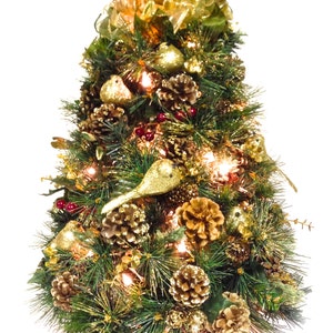 Tabletop Tree Christmas Tree Table Top Christmas Gold 24 Pre-Lit Bright White Lights & Lots of Gold image 1