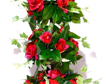 Tall Floral Arrangement Topiary Fuchsia Pink Tall Red DewDrop Rose Centerpiece Modern XL 27” Table Decor FREE SHIPPING!